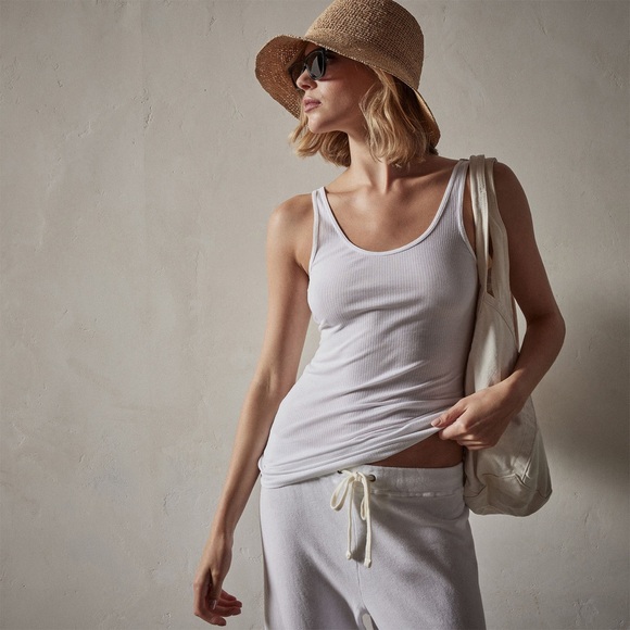 James Perse Women's Cream Ribbed Everyday Tank Top 100% Cotton Size Large (3) - Picture 1 of 6